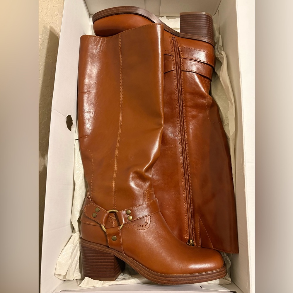 NWT Marc Fisher Women's Laile Block Heel Knee-High Moto Boots - Size 7